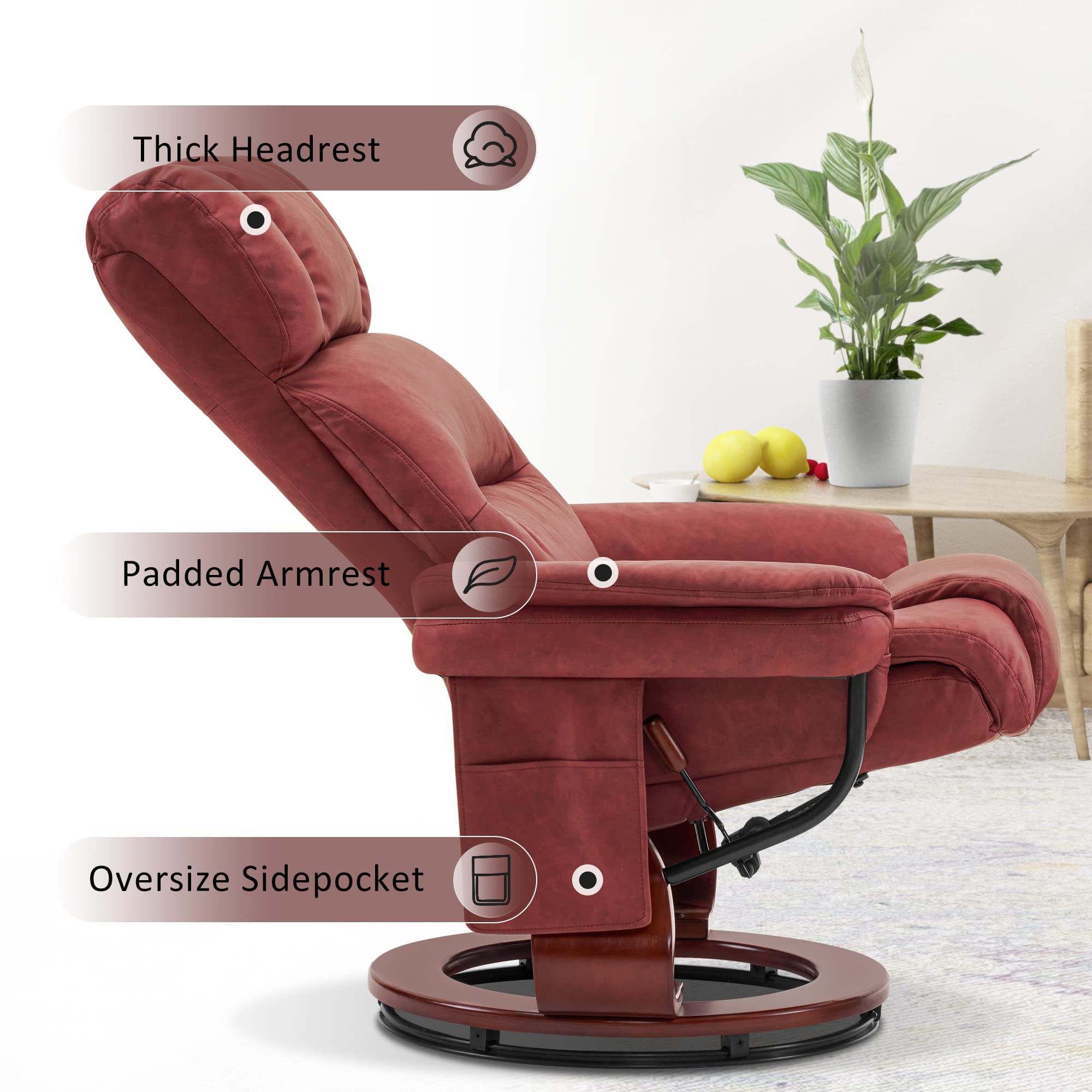 Swivel Recliner with Ottoman and Massage