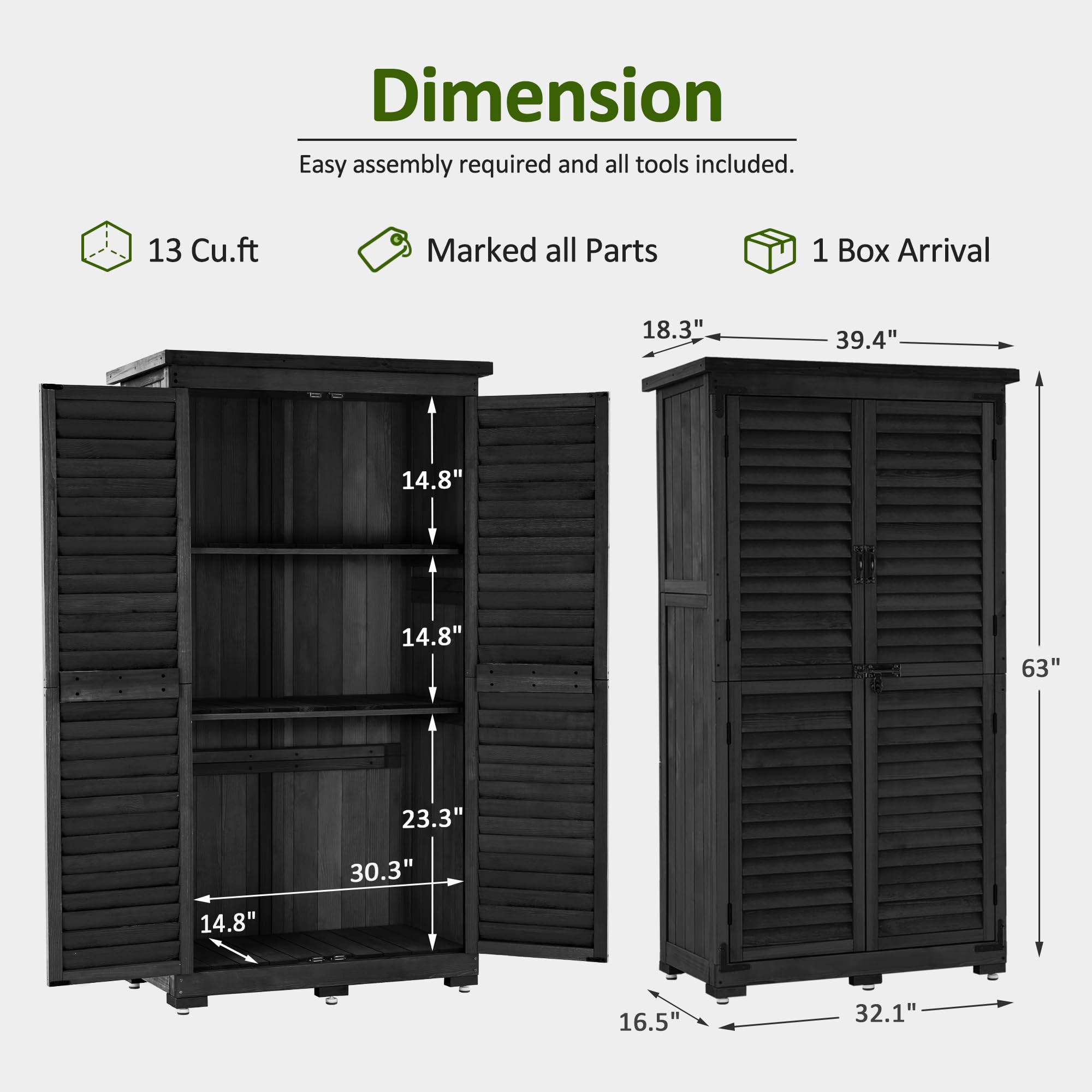Outdoor Storage Cabinet with Lockers 63 Inches Tall
