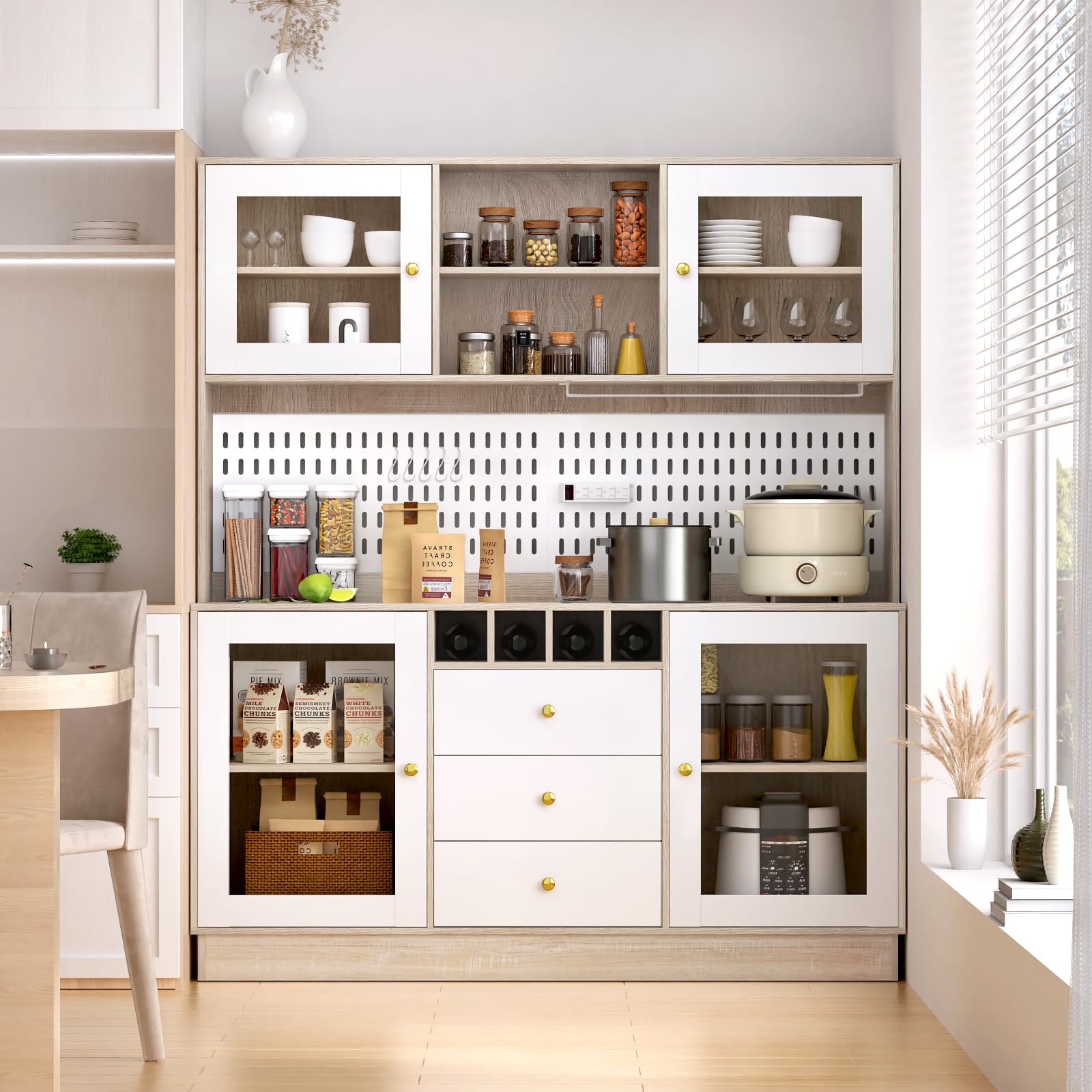 Tall Kitchen Hutch Cabinet with Storage