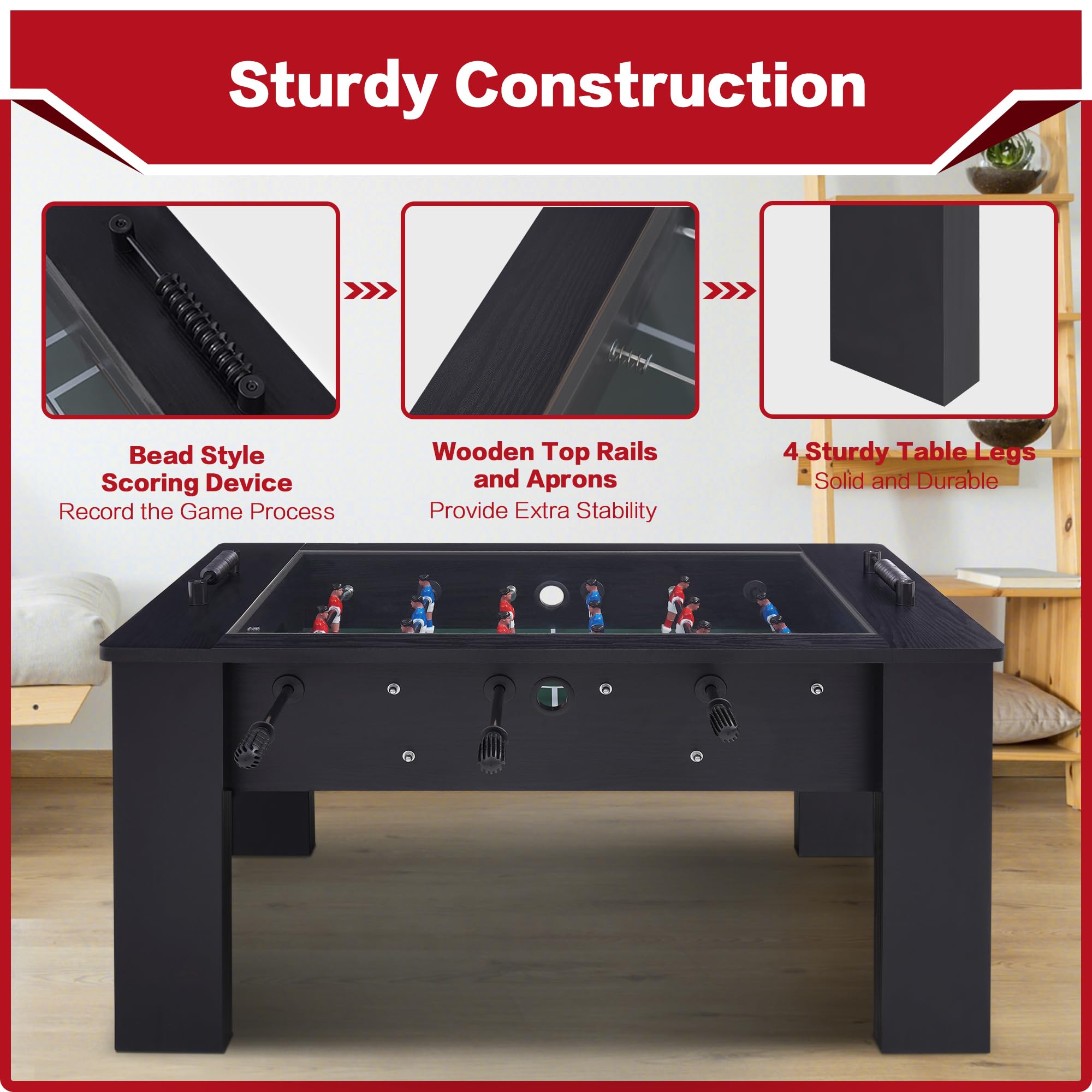 42" Foosball Coffee Table with Tempered Glass