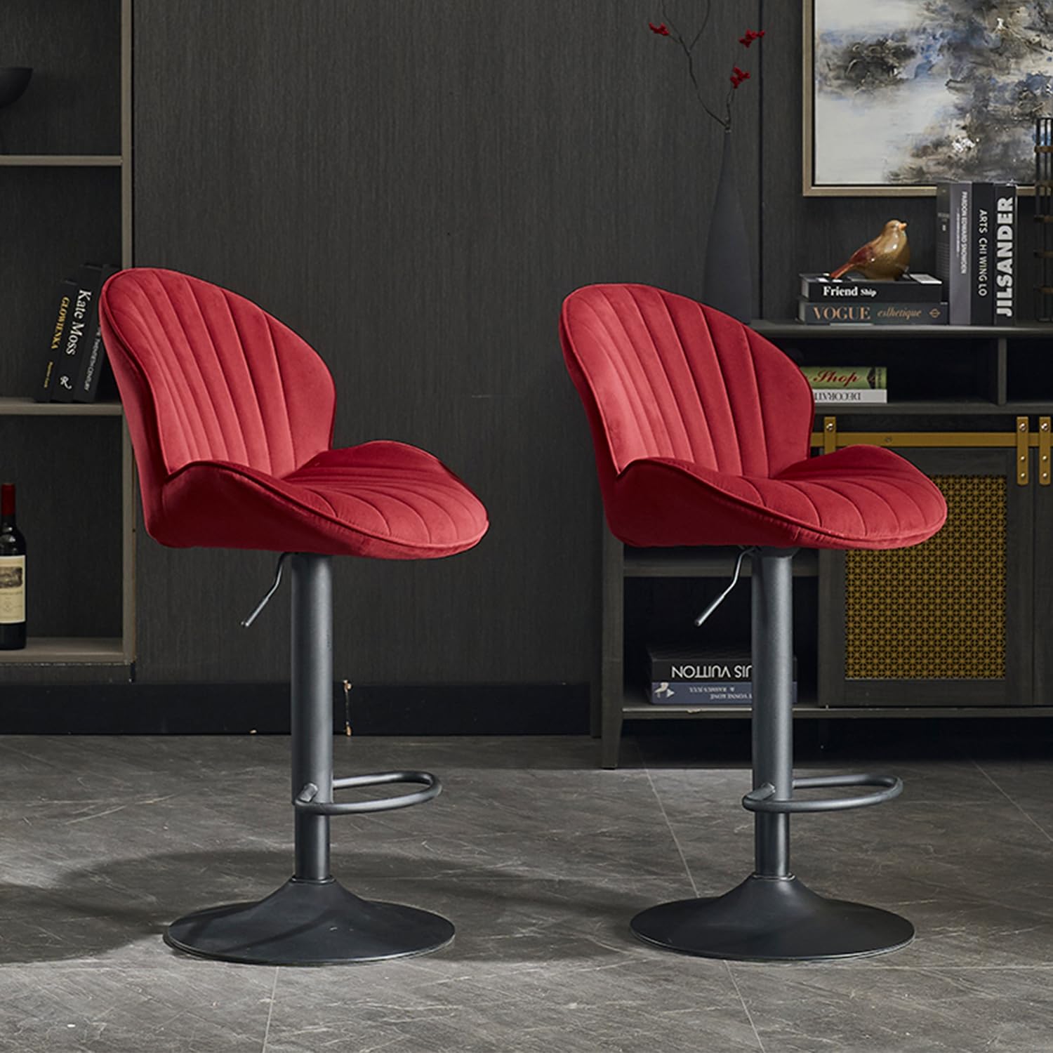 Adjustable Velvet Bar Stools Set of 2