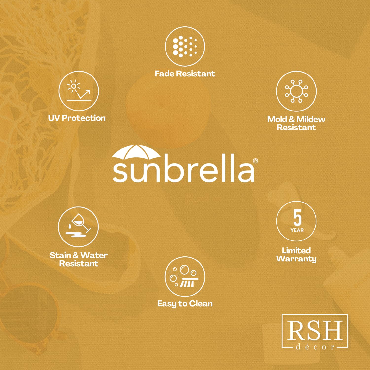 Indoor/Outdoor Throw Pillows - Sunbrella Canvas Buttercup 17" x 17" Set of 2