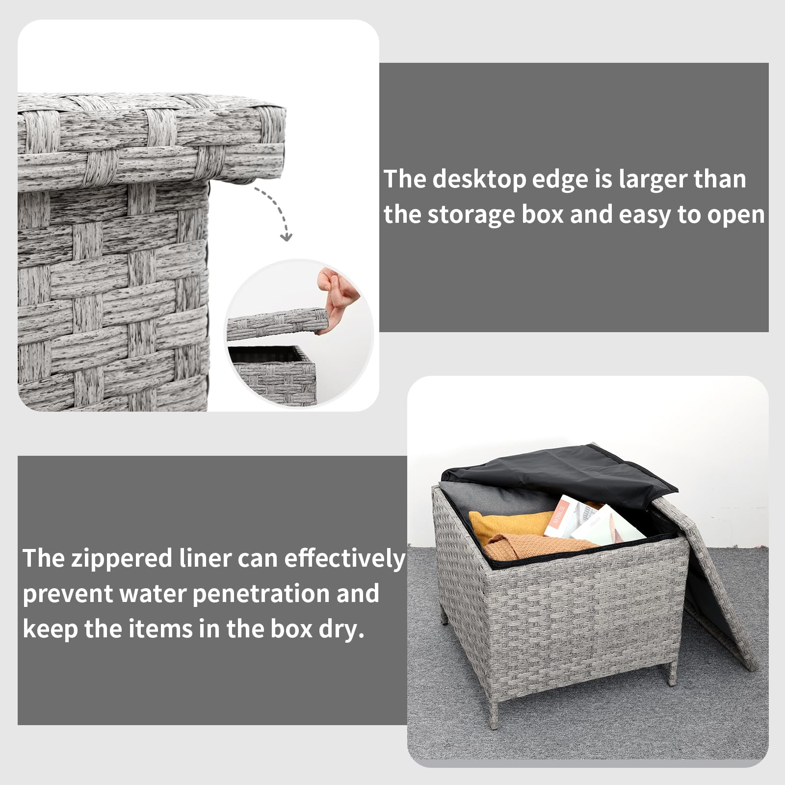 Outdoor Wicker Side Table with Storage