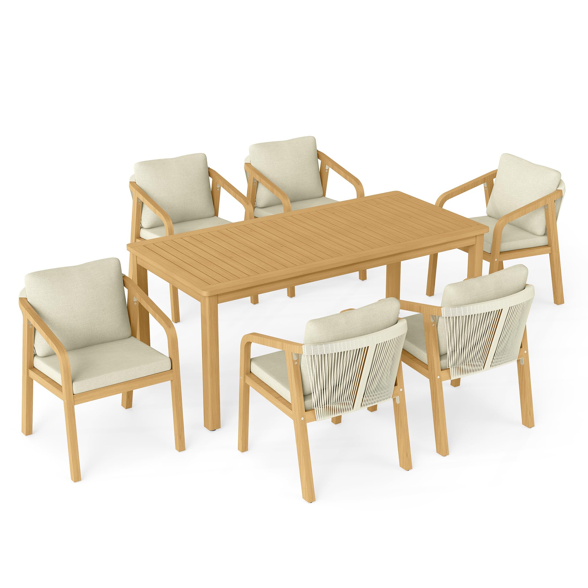 7-Piece Outdoor Dining Set with Acacia Wood Frame