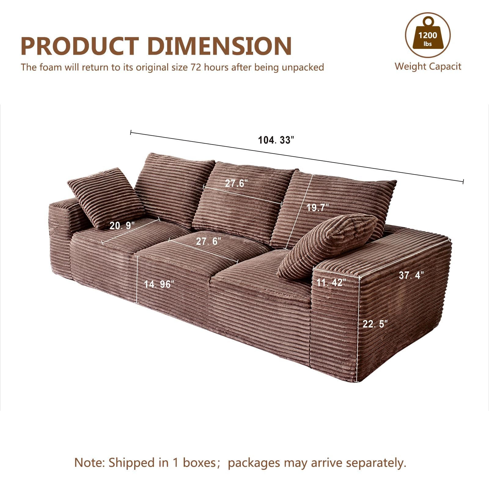 104.3" Modular Sectional Cloud Couch