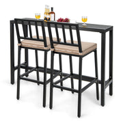 3 Piece Outdoor Patio Bar Set with Cushioned Stools