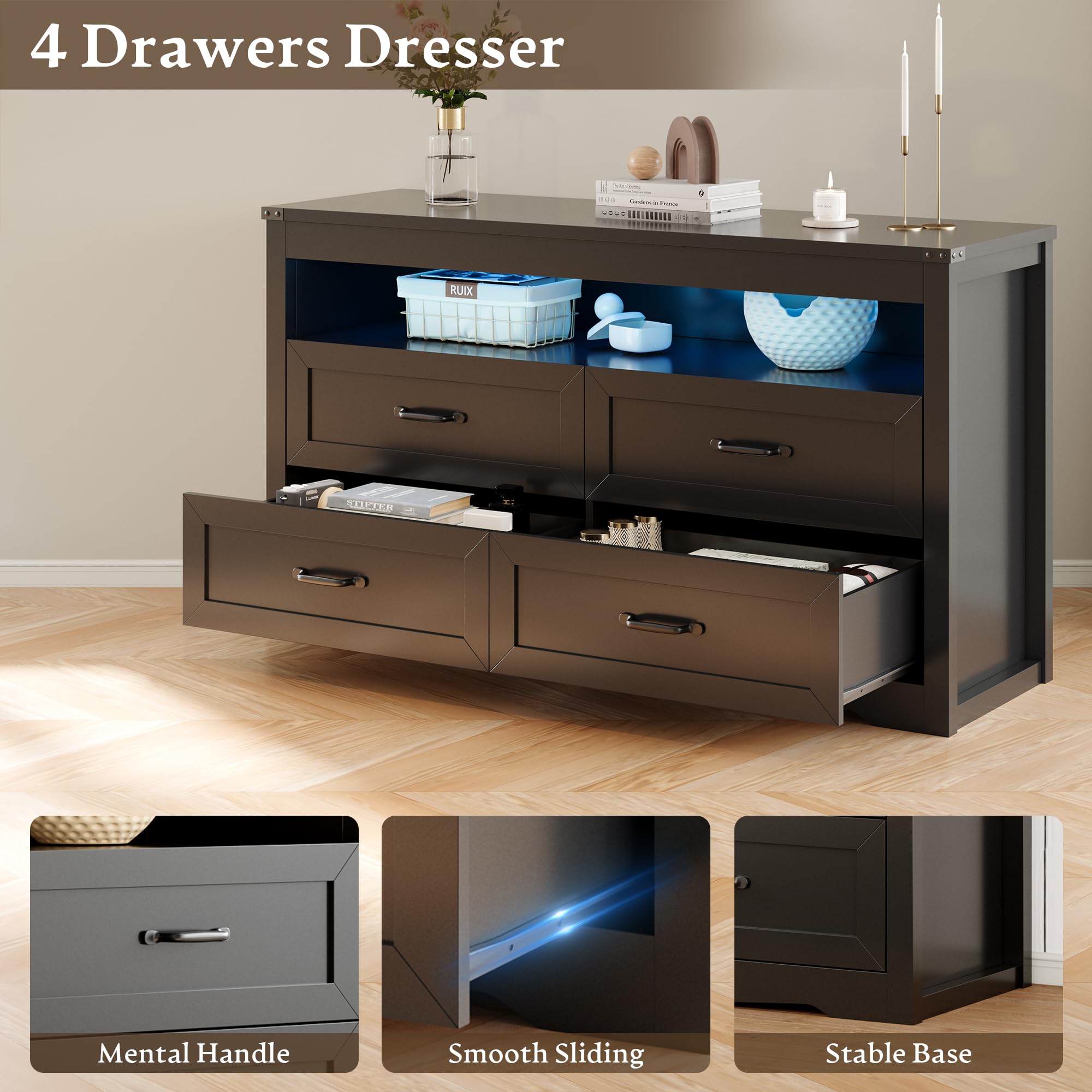 4 Drawer Dresser with LED Lights