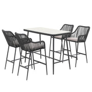 5-Piece Patio Bar Dining Set with Cushions