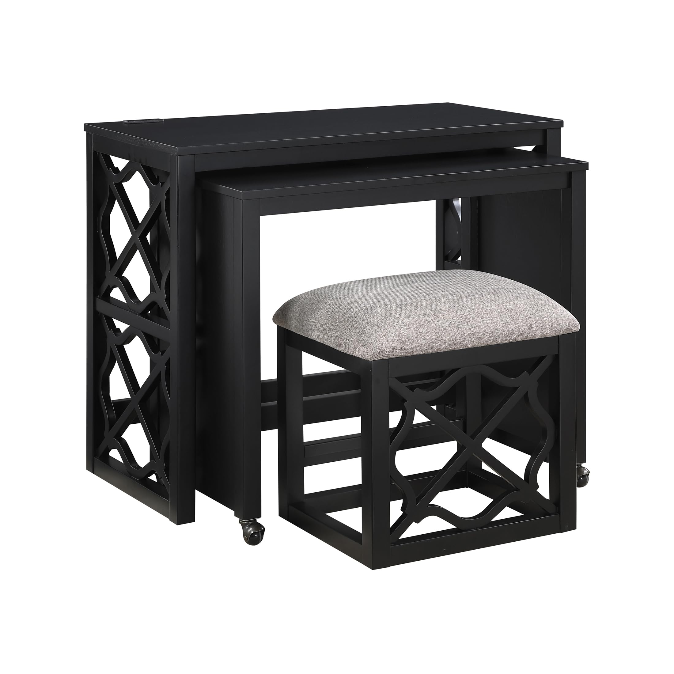 Space-Saving Home Office Desk Set with Padded Stool