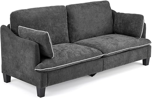 84" Modern Linen Velvet Loveseat with Piped Cushions