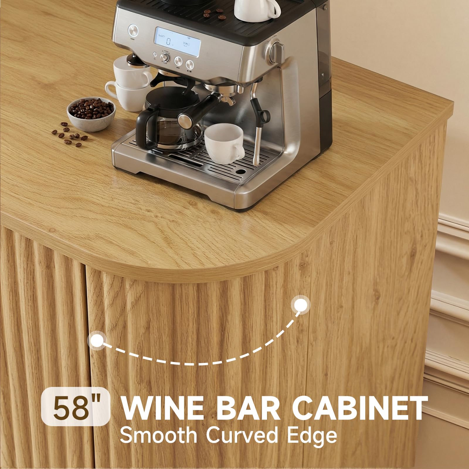 Fluted Wine Bar Cabinet with Storage