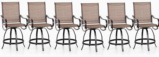 Outdoor Bar Set with Swivel Stools and Table