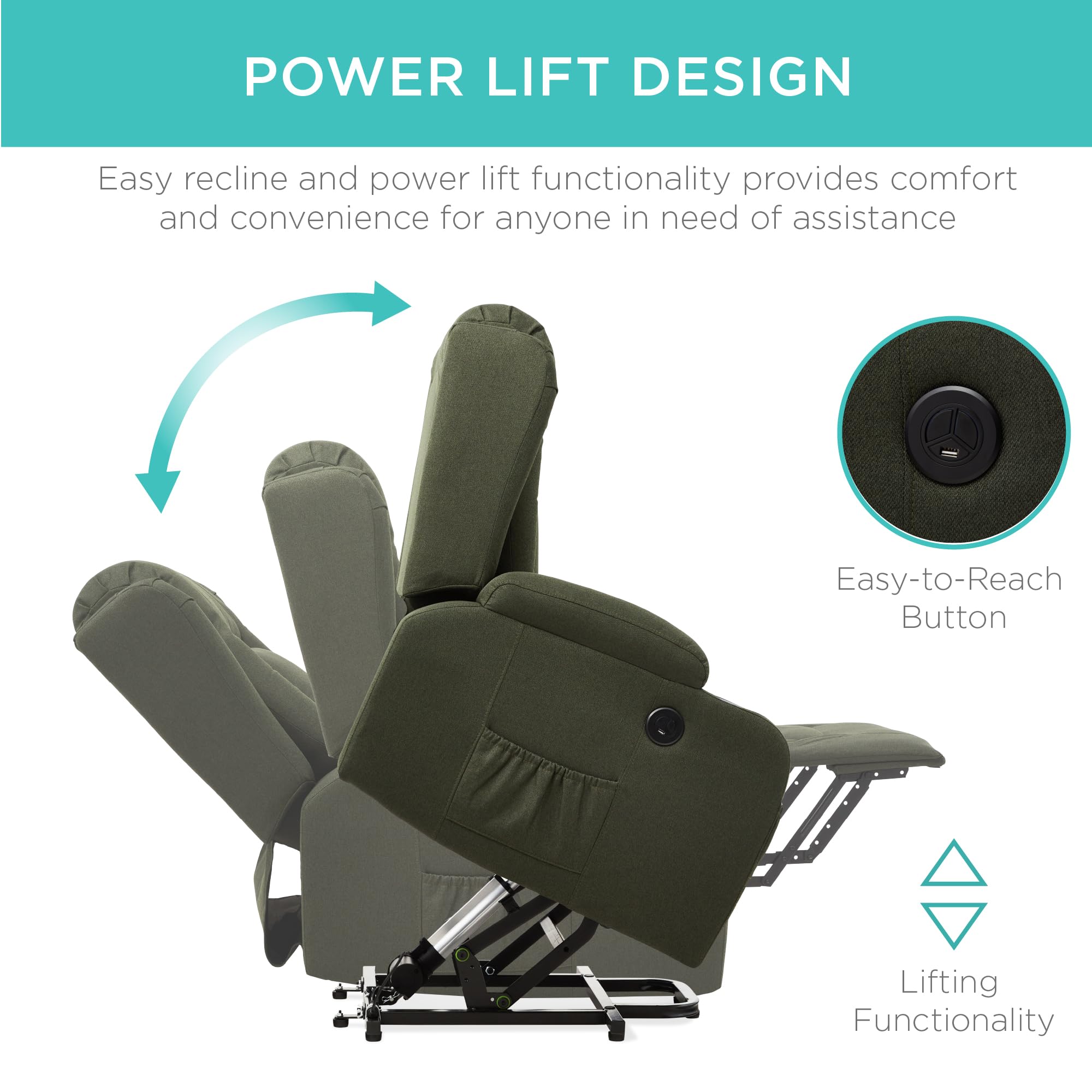 Power Lift Recliner Chair with Massage and Heat