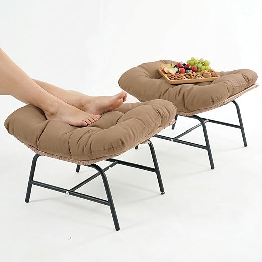 Outdoor Patio Ottomans Set with Cushions