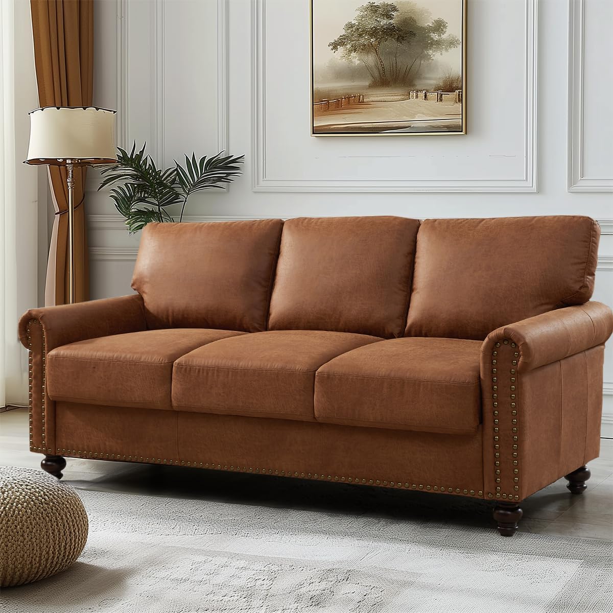 80" Faux Leather Sofa with Storage