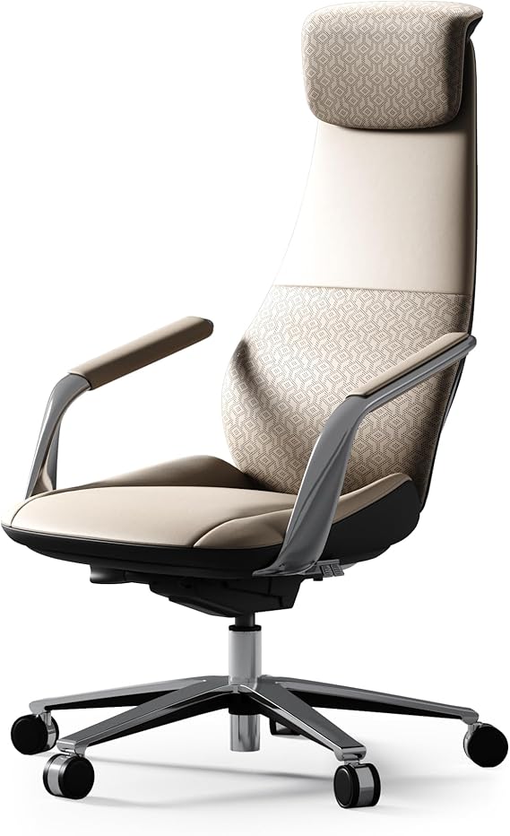 Luxury Executive Office Chair Genuine Leather High Back Ergonomic Reclining Red