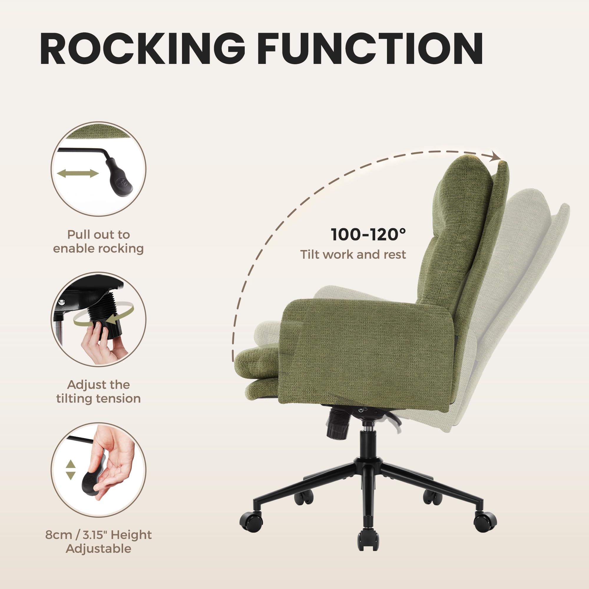 High-Back Upholstered Office Chair with Adjustable Armrests
