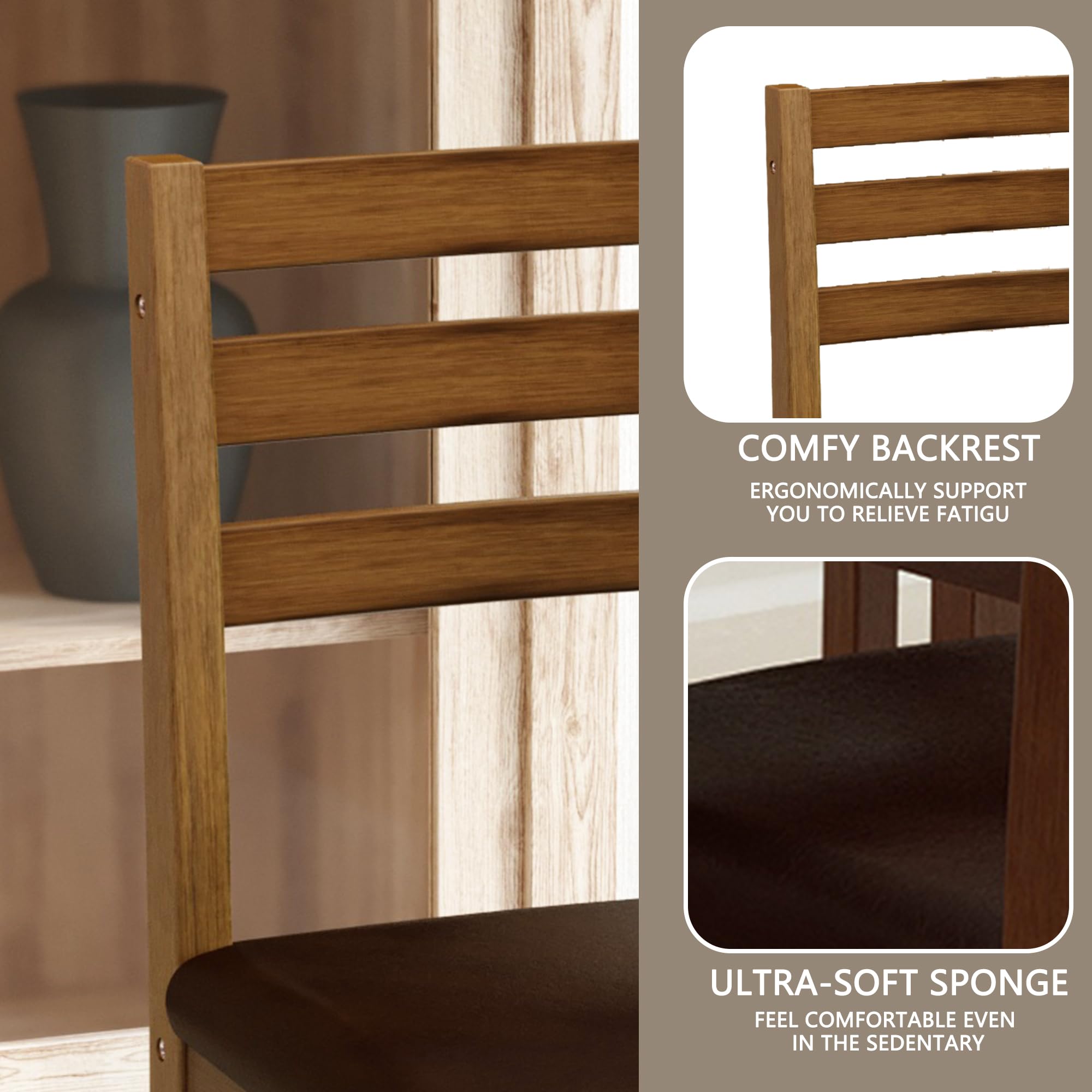 5-Piece Dining Table Set with Chairs and Bench