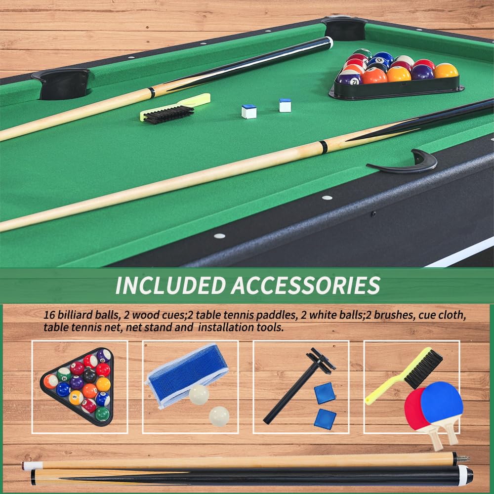 2-in-1 Pool and Table Tennis Game Table 6-Foot