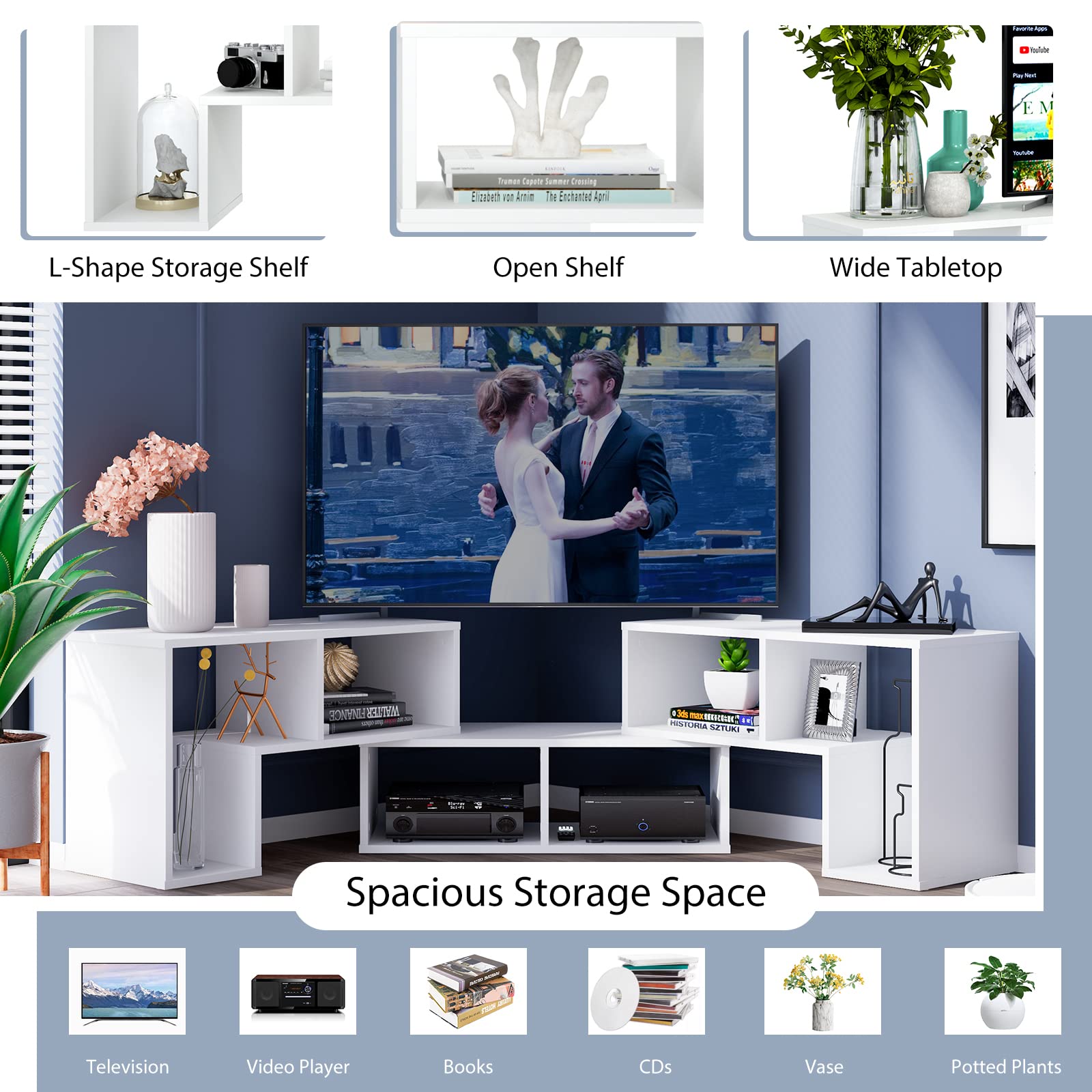 3-Piece Console TV Stand for 50-65 Inch TV