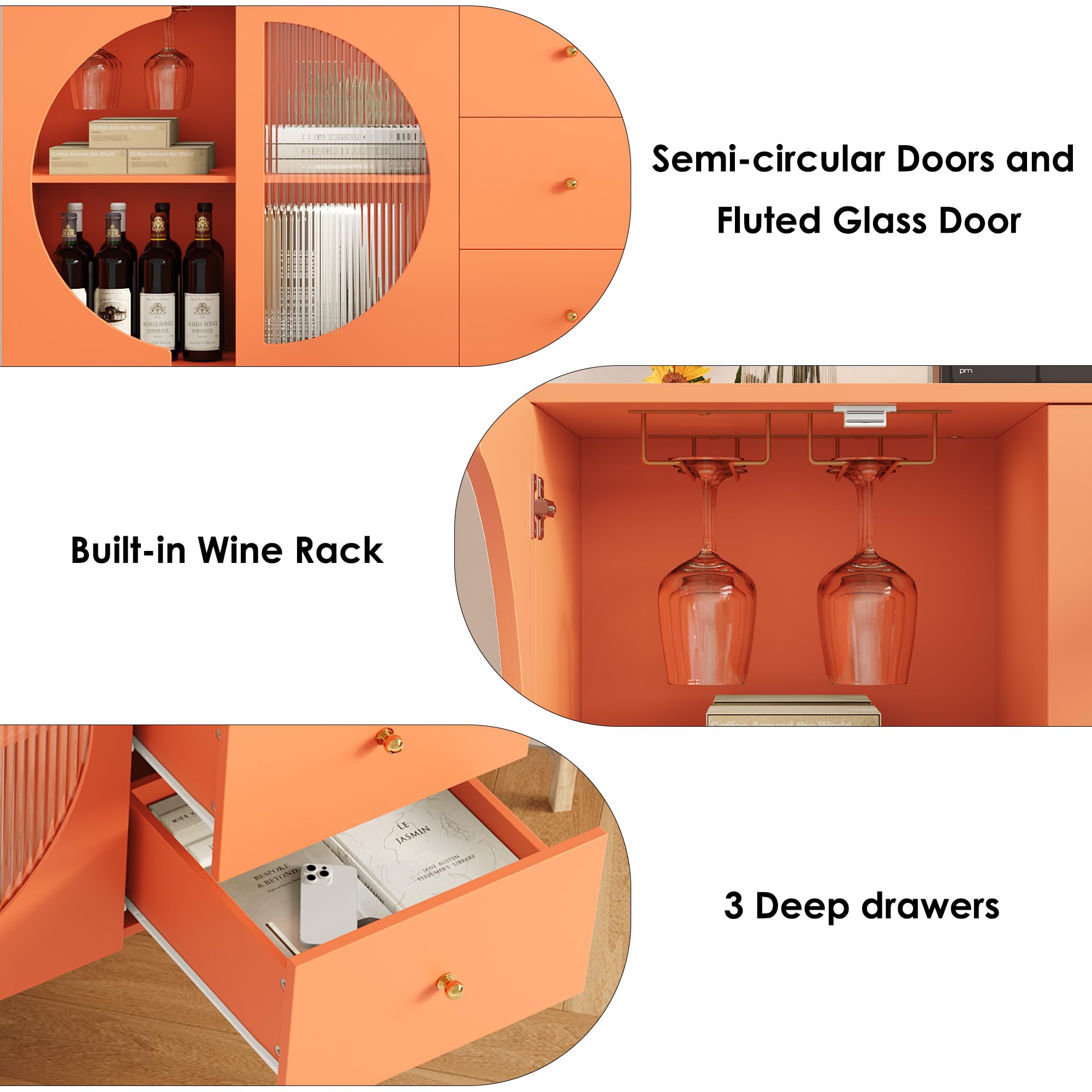 Coffee Bar Cabinet with Glass Door