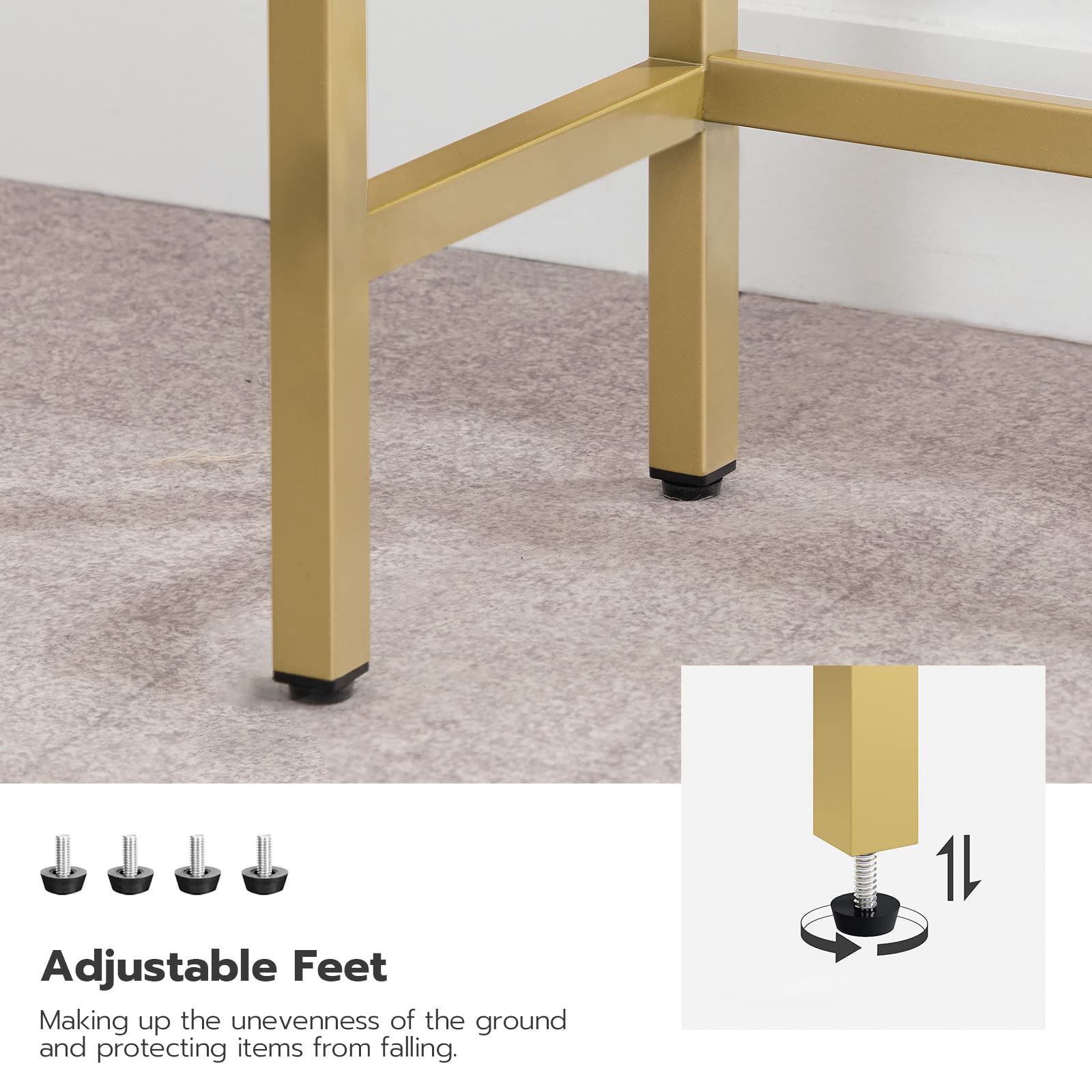 Narrow Console Table Tempered Glass Gold