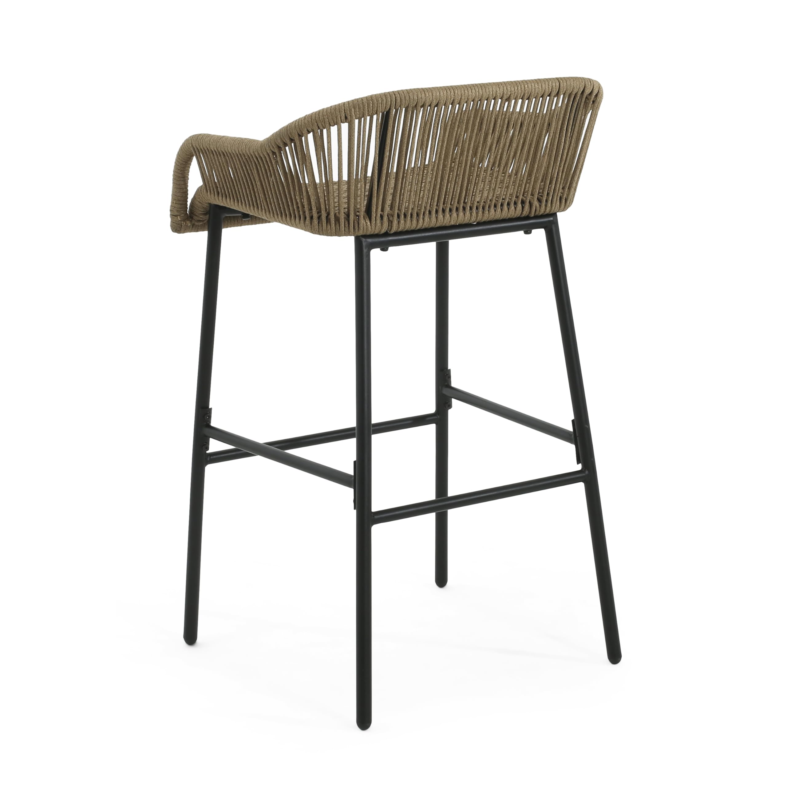 Outdoor Rope Weave Iron Barstools Set of 2