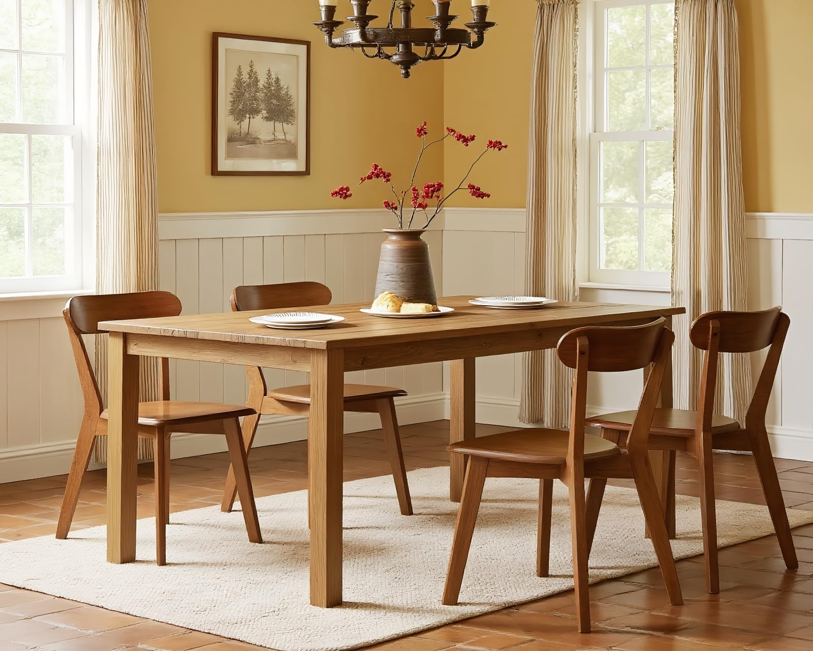 Farmhouse Solid Wood Dining Chairs Set of 4