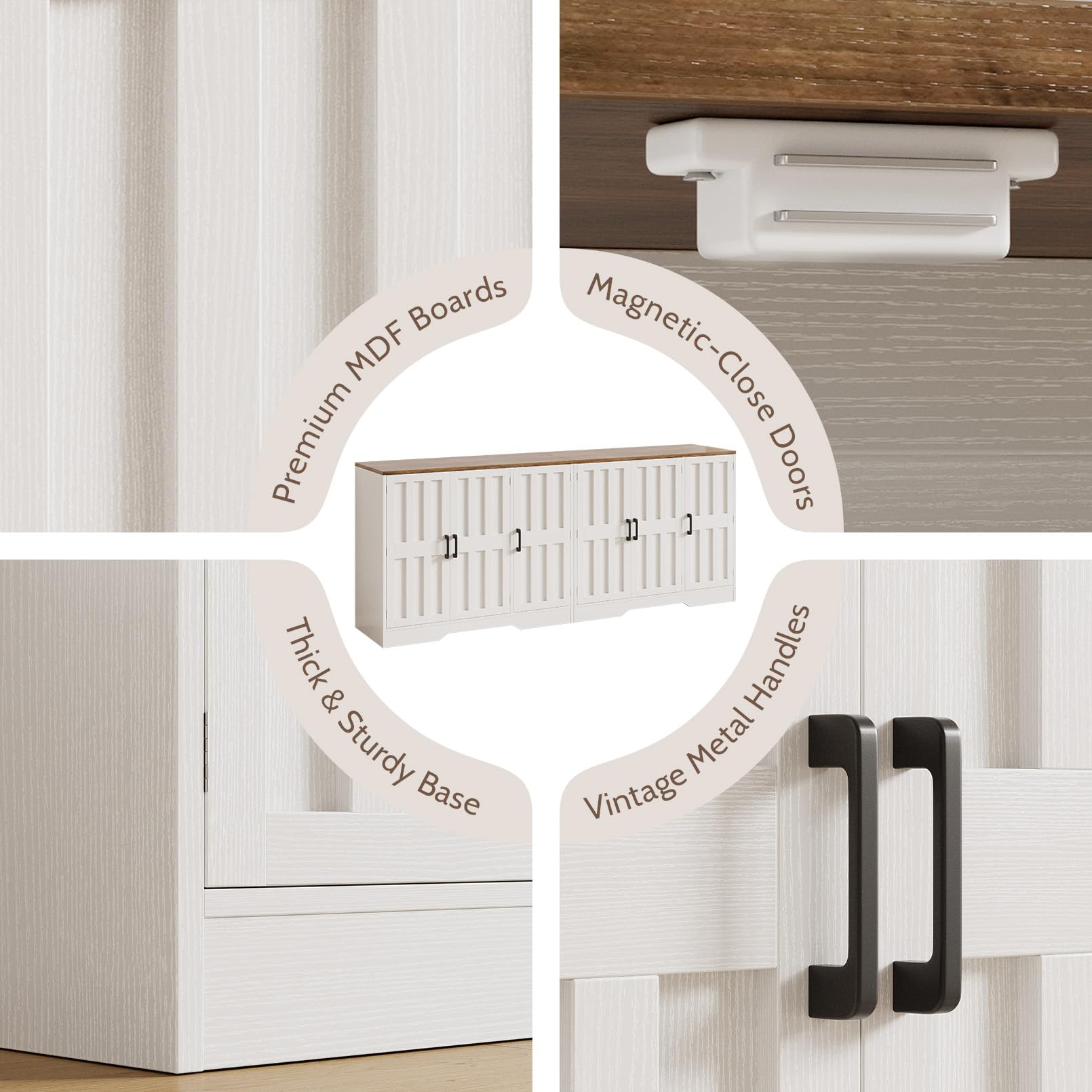 85" Farmhouse Buffet Cabinet with 6 Doors