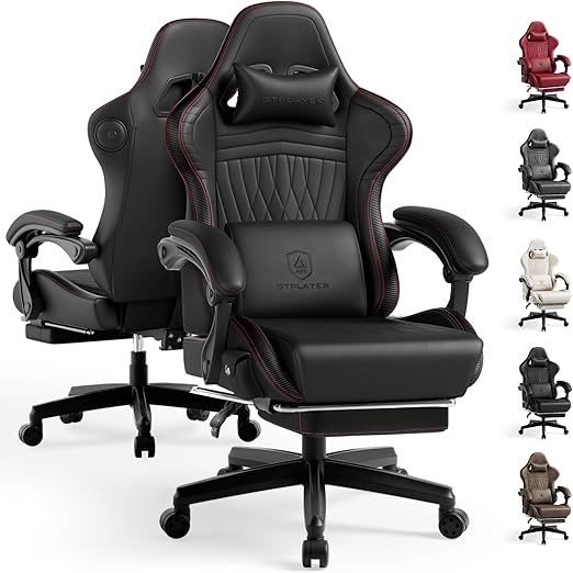 Music Gaming Chair with Built-in Speakers and Bluetooth