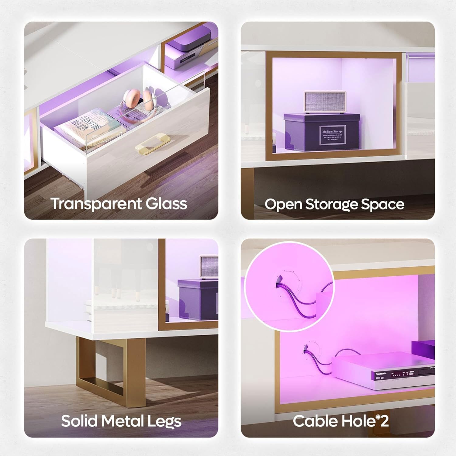80 Inch LED TV Stand with Remote Control Lights