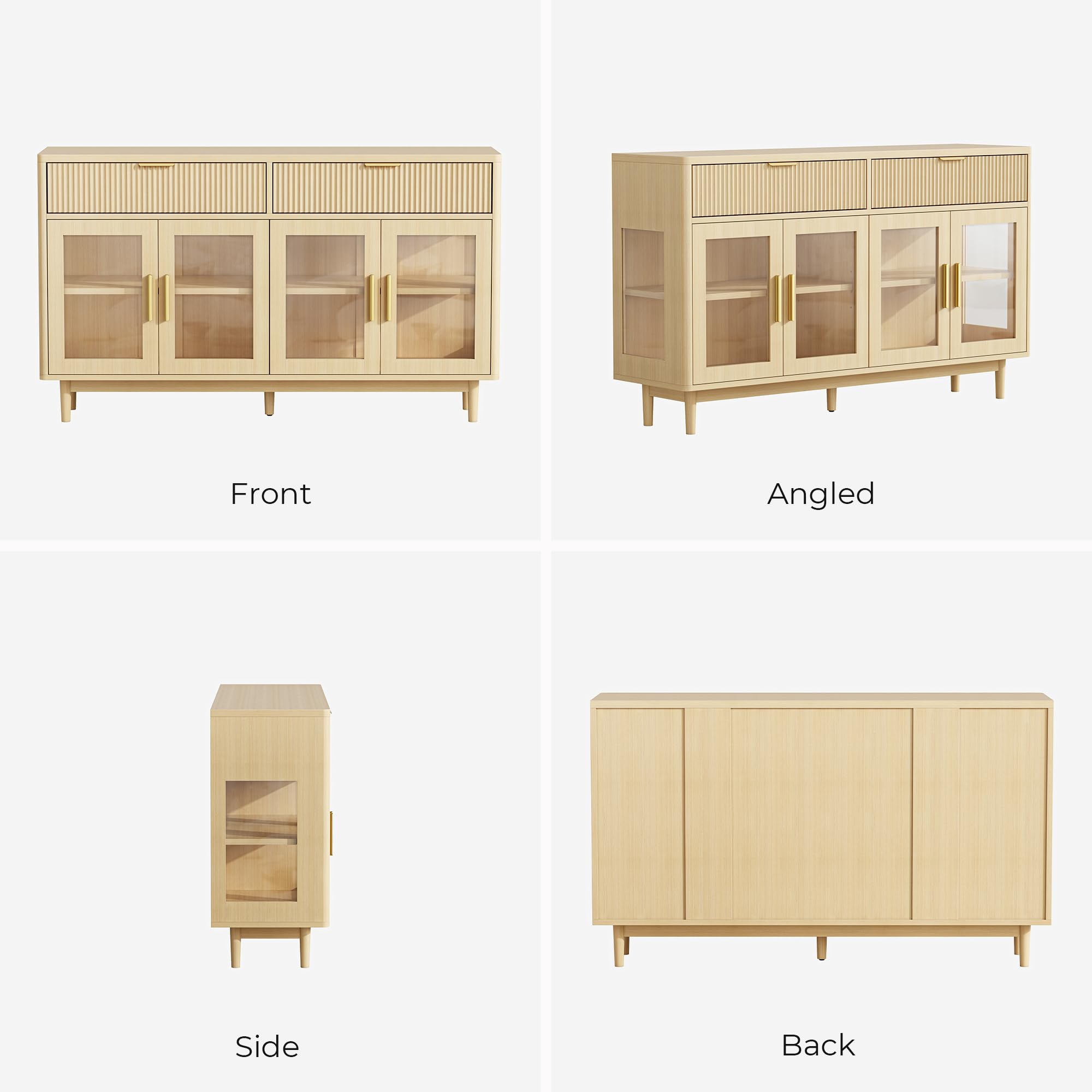 59" Sideboard Buffet Cabinet with Glass Doors and Drawers