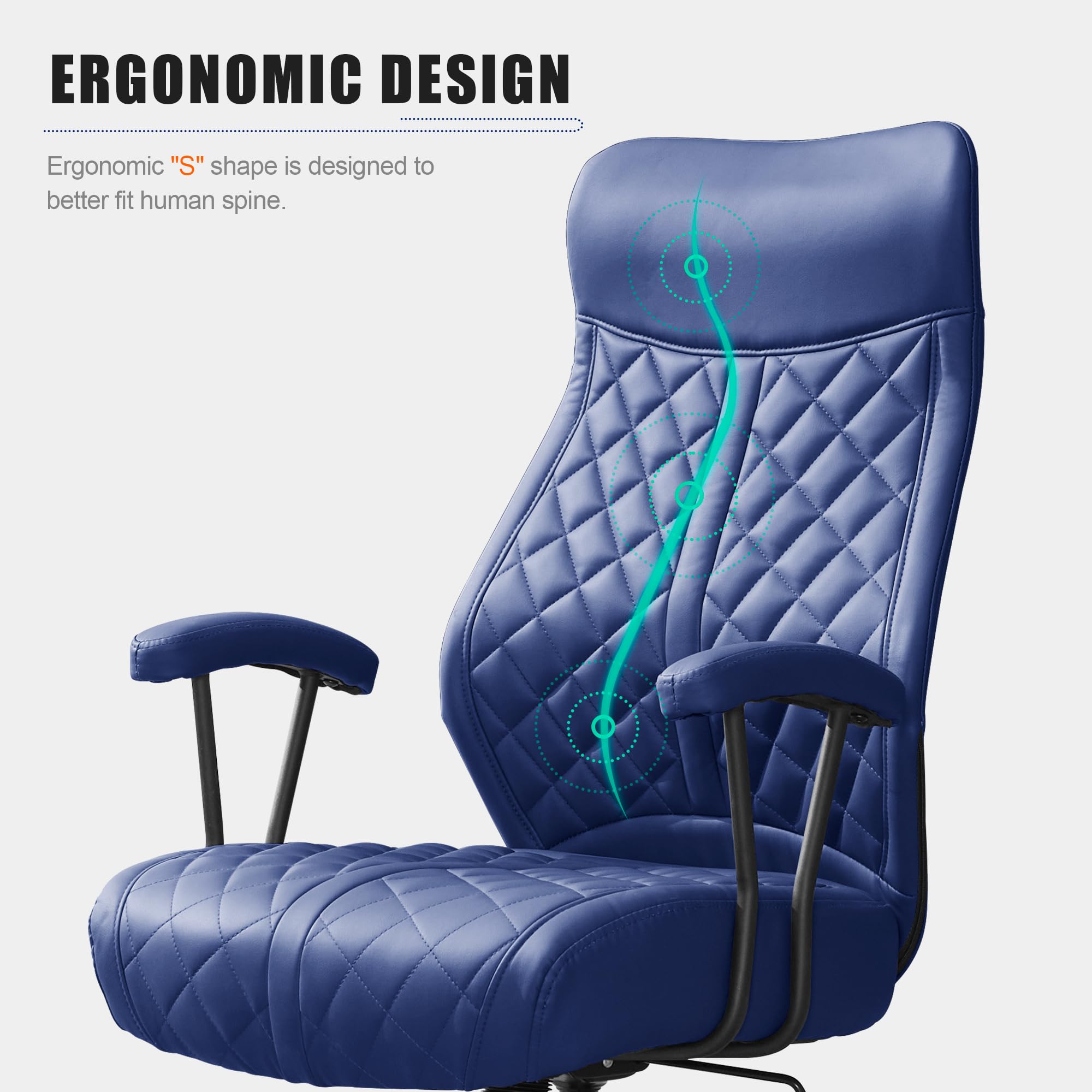 Modern Leather High Back Executive Office Chair with Removable Pillow
