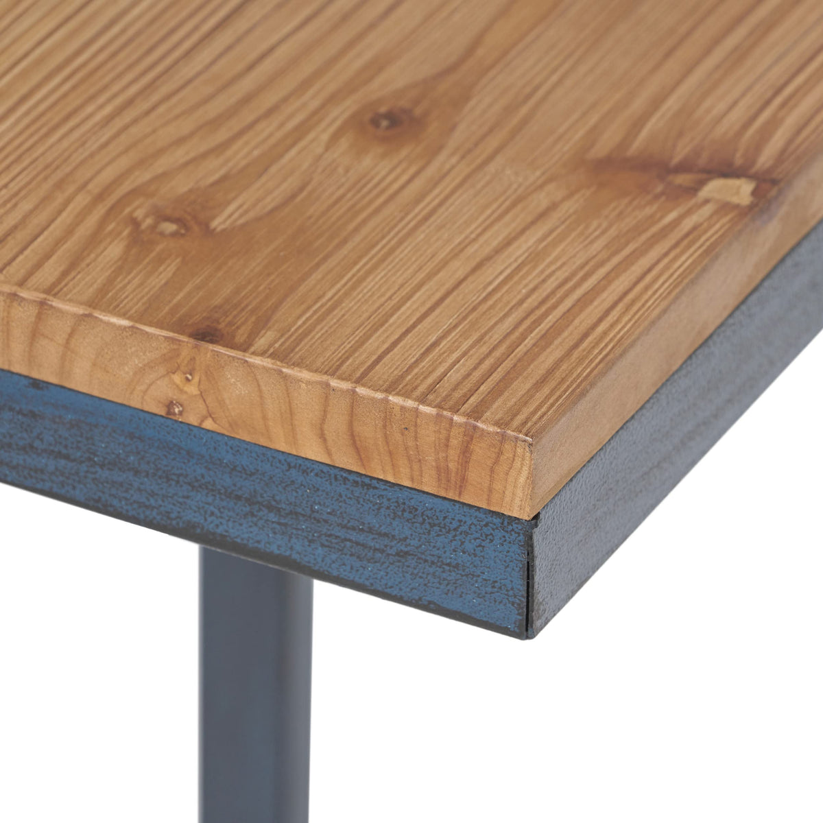 Fir Wood and Iron Nesting Side Tables Set of 3