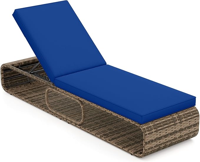 7-Position Adjustable PE Wicker Chaise Lounge Chair with Storage