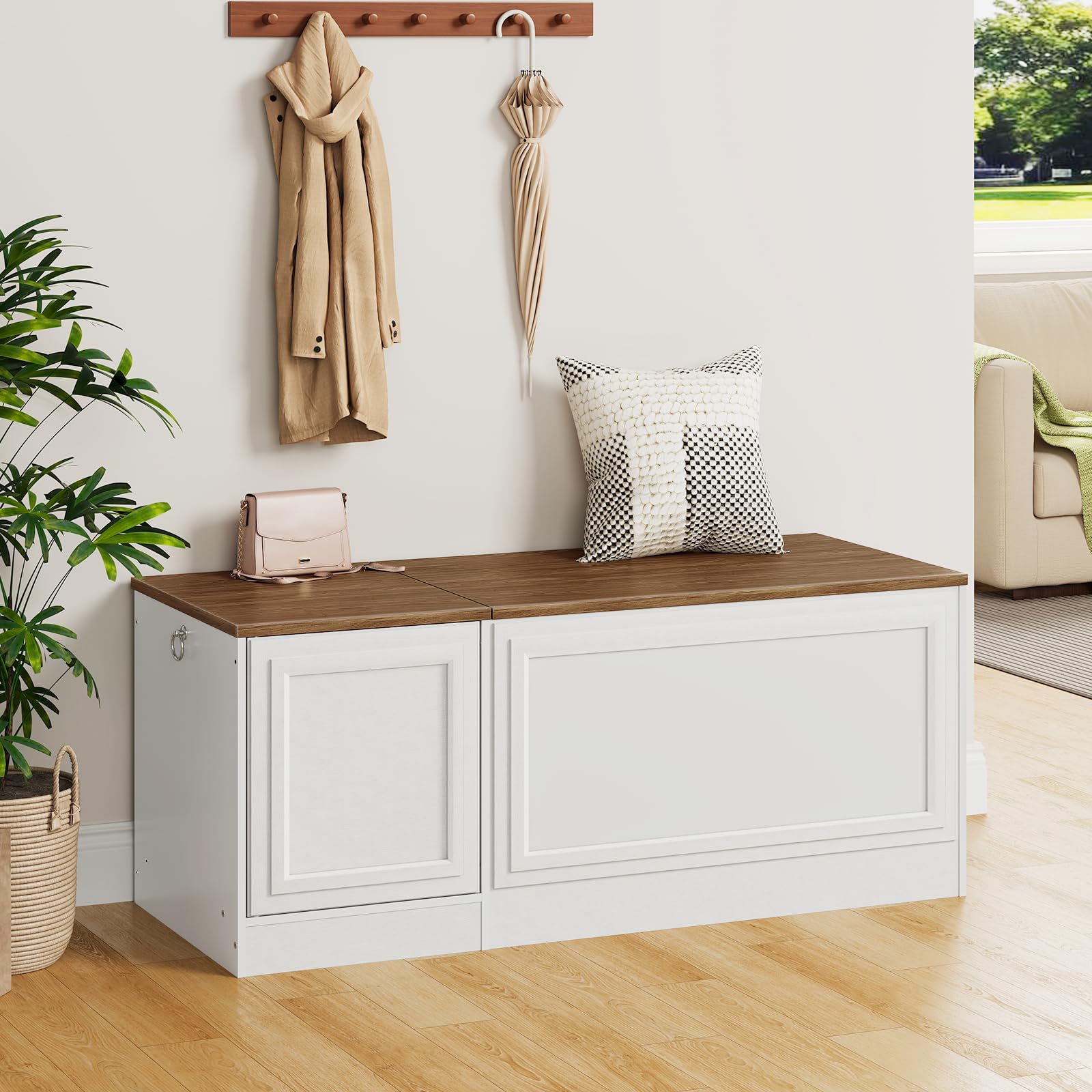 47.2" Storage Bench with Safety Hinge