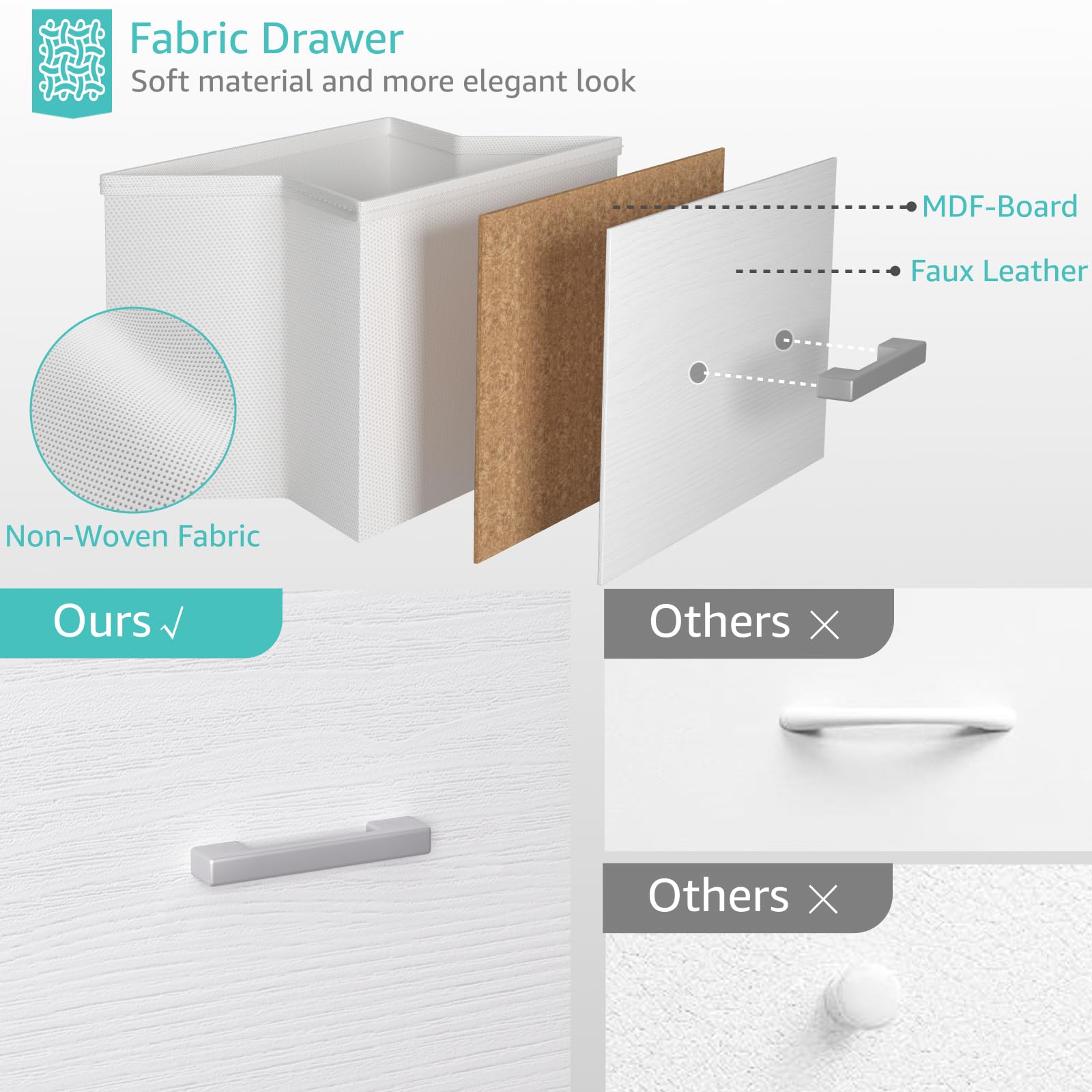 White Dresser with LED Light and Charging Station