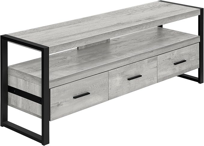 60" Industrial TV Stand with Metal Frame and Drawers