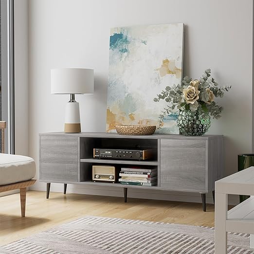 Mid Century Modern TV Stand for 65 Inch TV with Storage