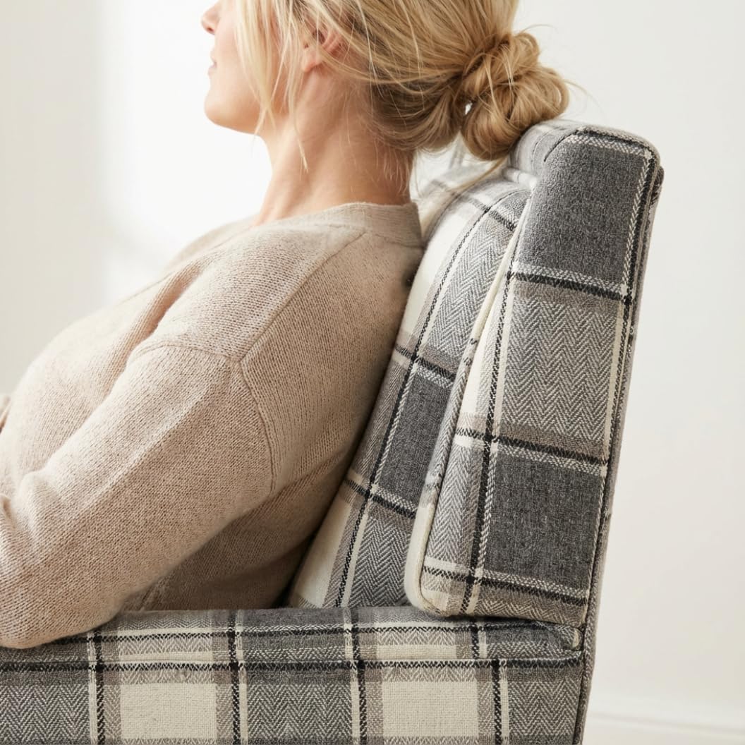 Mid-Century Modern Plaid Accent Chair