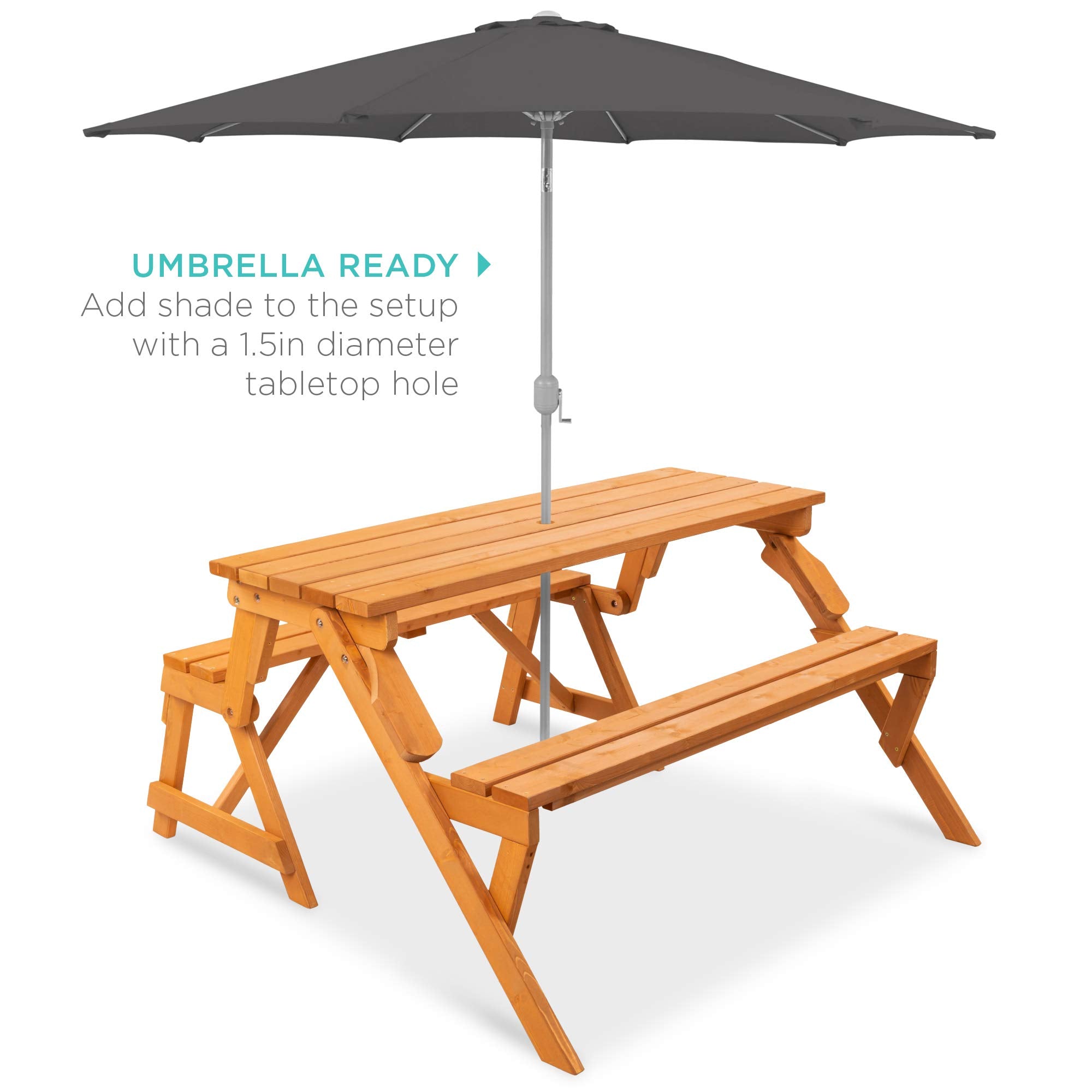 2-in-1 Convertible Picnic Table Garden Bench