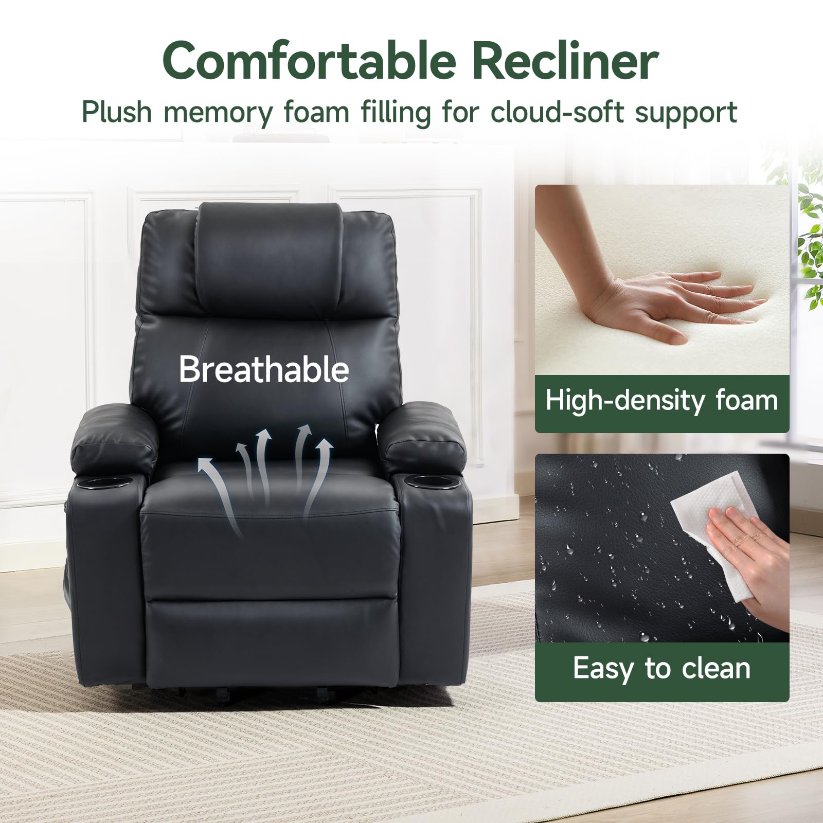 Electric Power Lift Recliner with Heat and Massage