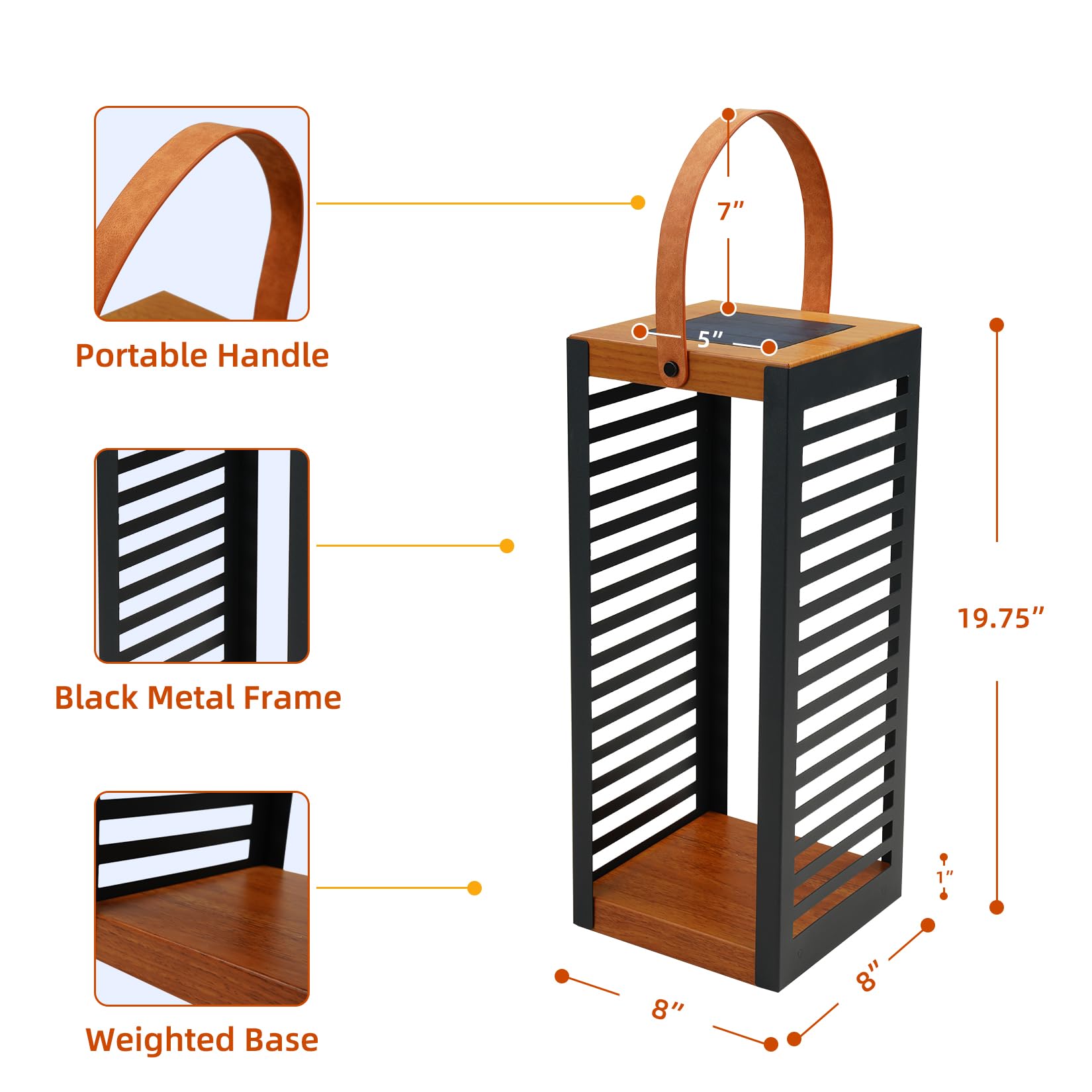 2-Pack Outdoor Solar Floor Lamp with Handle