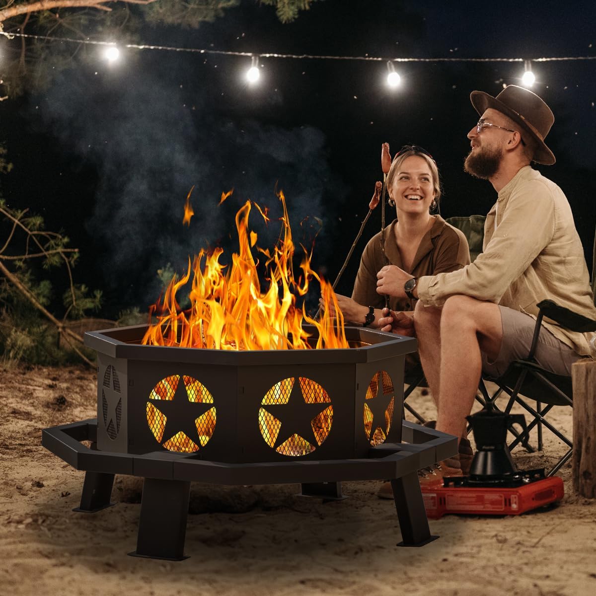 35 Inch Octagonal Wood Burning Fire Pit