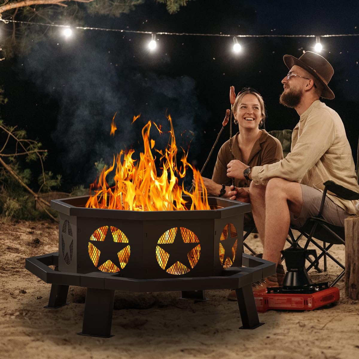 35 Inch Octagonal Wood Burning Fire Pit