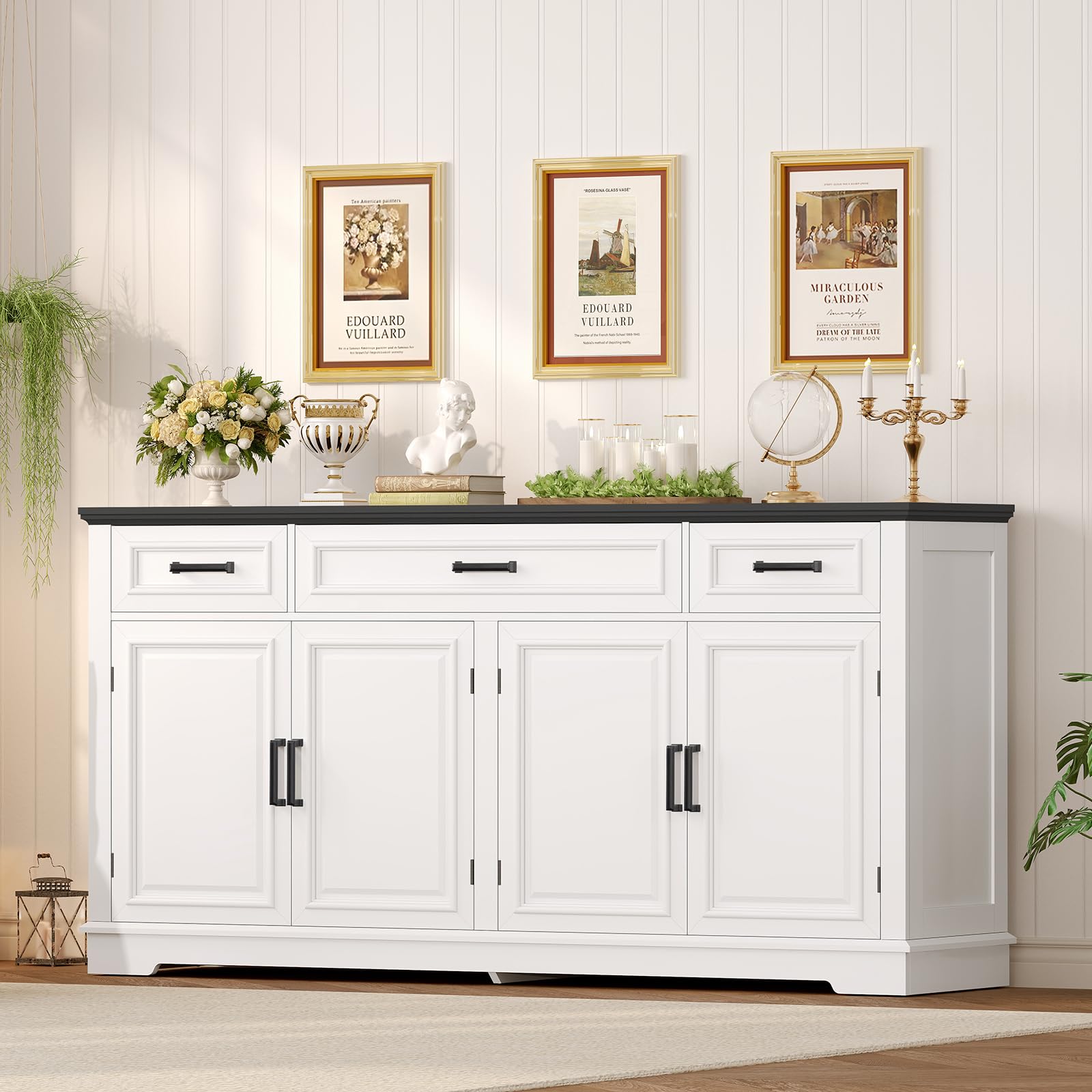 59" Buffet Cabinet with 4 Doors and 3 Drawers