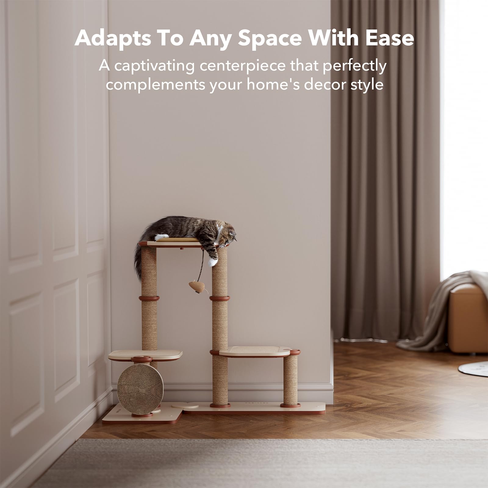 Modular Cat Tree Tower with Scratching Posts
