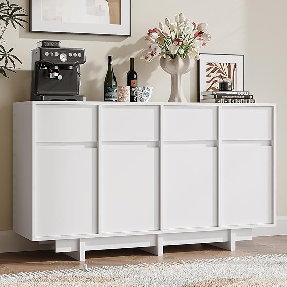 59" Mid Century Sideboard Cabinet with 4 Doors