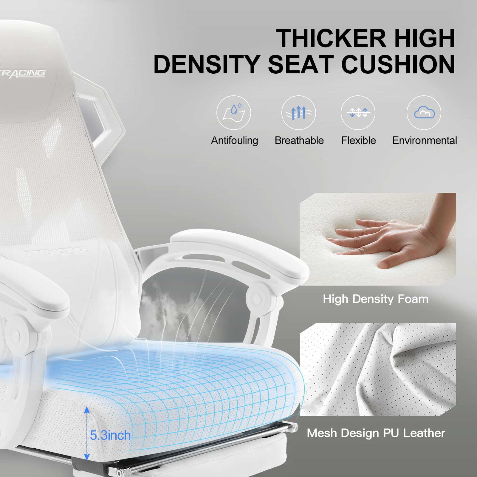 Gaming Chair with Mesh Back and Footrest