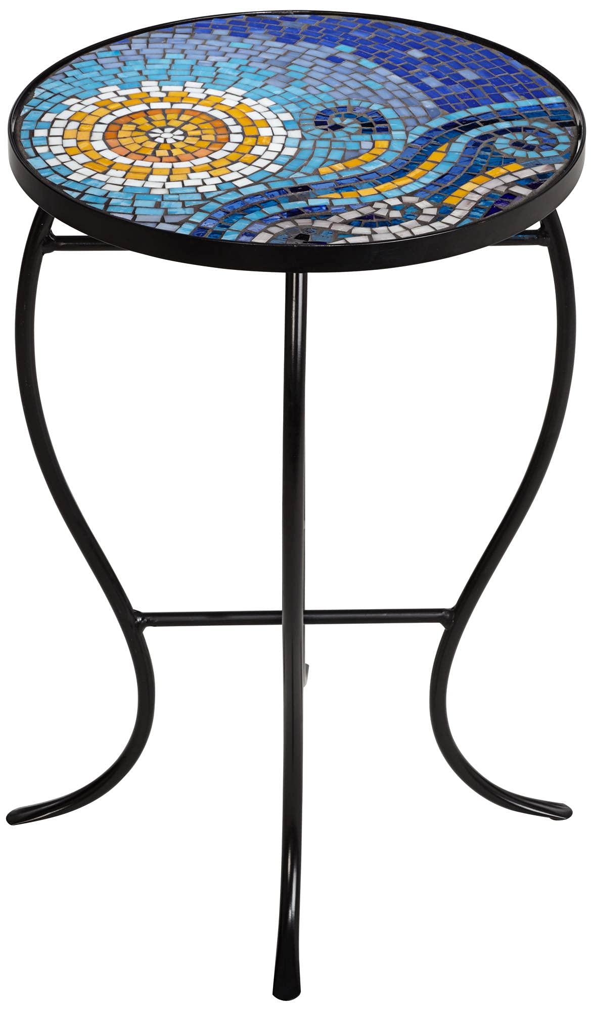 Ocean Scene Mosaic Round Outdoor Accent Tables Set of 2